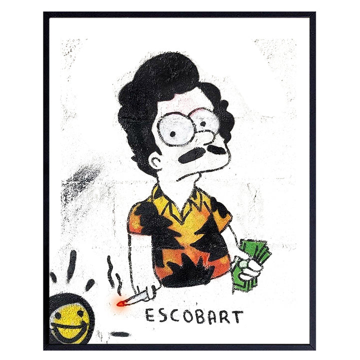 Pablo Escobar Poster - 8x10 Banksy Wall Art - Graffiti Street Art Print Gangster Poster - Gift, Funny Home Decor or Room Decoration for Men, Boys, Teens Bedroom, Dorm - Unframed Poster Photo Picture