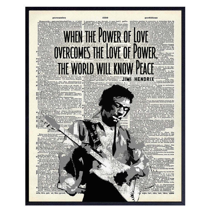 Graffiti Jimi Hendrix Quote, Upcycled Dictionary Art Poster Print - Inspirational Street Art, Urban Home or Wall Decor - Gift for 60's Music, Woodstock Fans, Guitarists, Musicians - 8x10 Photo Picture