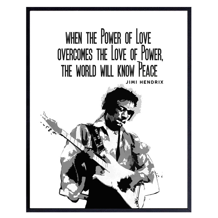 Jimi Hendrix Poster,- Inspirational Wall Art Print - Graffiti Street Art, Urban Home or Wall Decor - Gift for 60's Music, Woodstock Fans, Guitarists, Musicians - 8x10 Quote Photo Picture