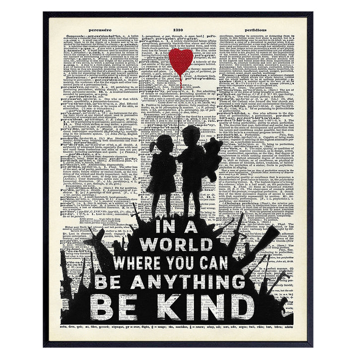 Banksy Graffiti Wall Art - Upcycled Dictionary Art, Modern Home Decor, Urban Street Art 8x10 Poster Print - Unique Room Decorations for Office, Bedroom, Living Room - Great Gift - Photo Unframed