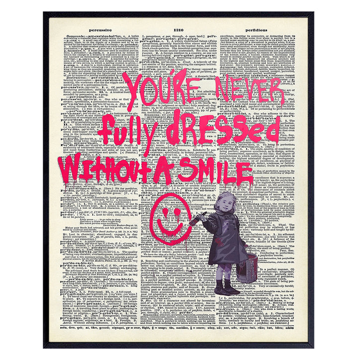 Banksy Inspirational Dictionary Art Print - Motivational Vintage Upcycled Wall Art Poster- Contemporary Chic Home Decor for Bedroom, Bathroom, Office, Girls, Teens Room - Gift for Women, 8x10 Unframed