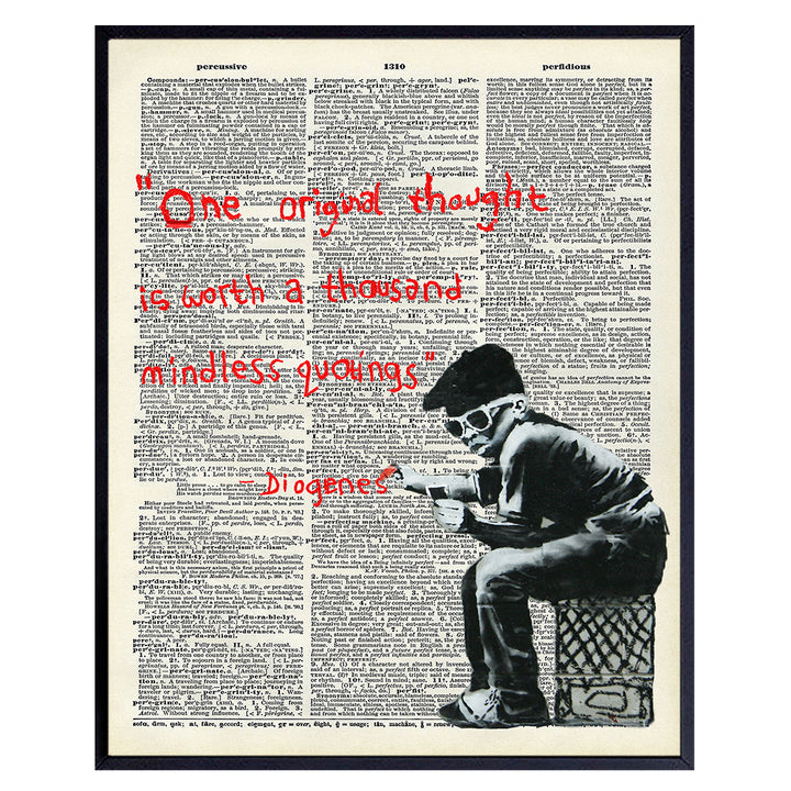 Banksy Motivational Inspirational Dictionary Art Print, Upcycled Graffiti Wall Art Poster - Chic Home Decor for Bedroom, Teens Room, Office, Family Room, Classroom, Dorm - Gift for Graduation, 8x10