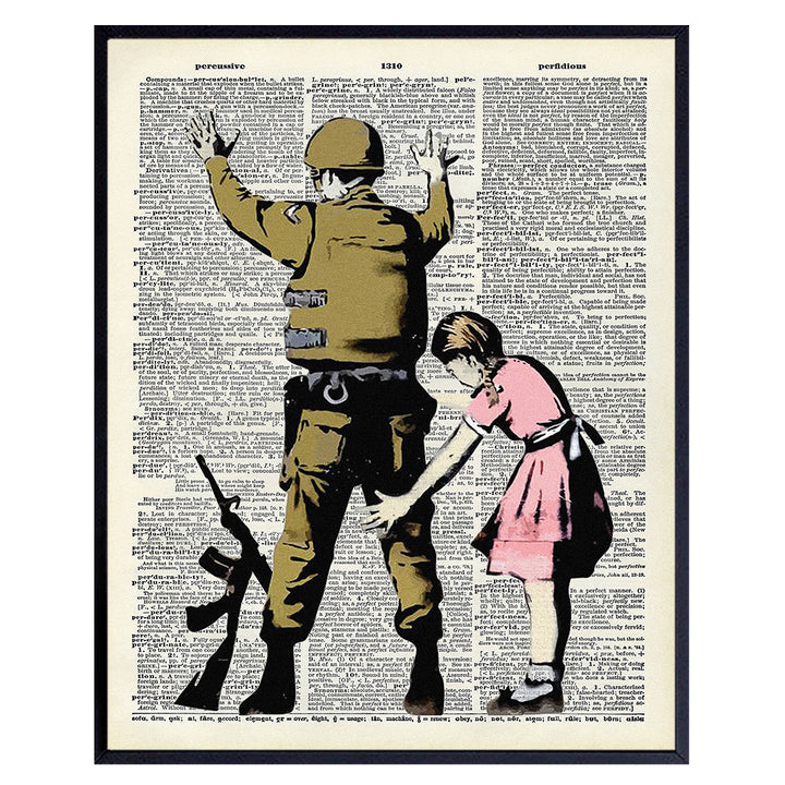 Banksy Soldier Graffiti Dictionary 8x10 Wall Decor Picture - Modern Art Decoration Poster for Home, Apartment, Office, Dorm, Living Room, Bedroom, Bathroom - Gift Contemporary Urban Street Mural Fan