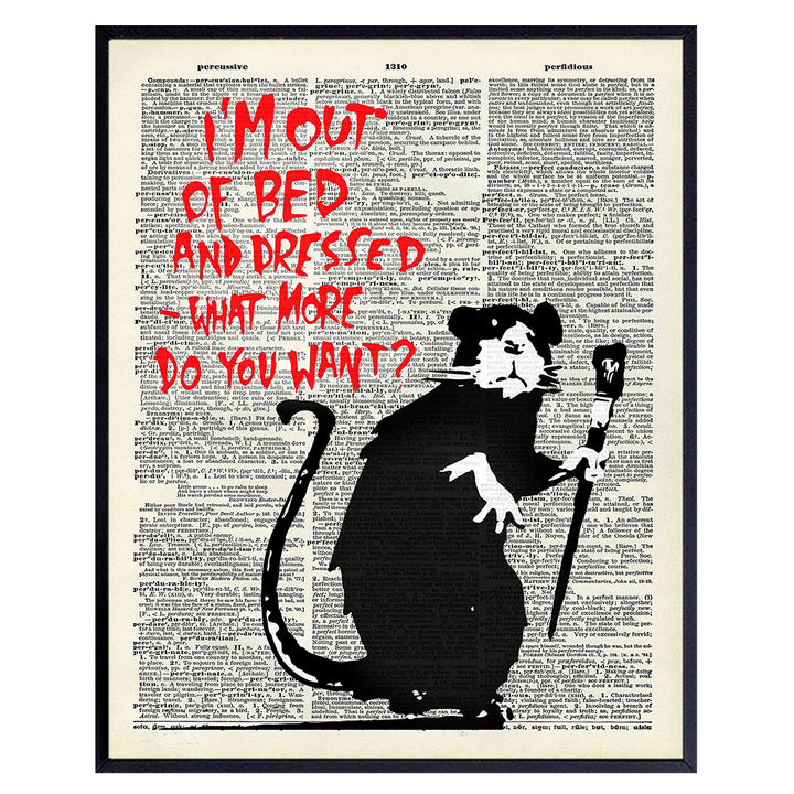 Banksy Graffiti Rat Wall Decor, Street Art - Funny Urban Style Decoration Picture for Home, Apartment, Living Room, Bedroom, Bathroom, Bath - Great Gift - 8x10 Poster Print