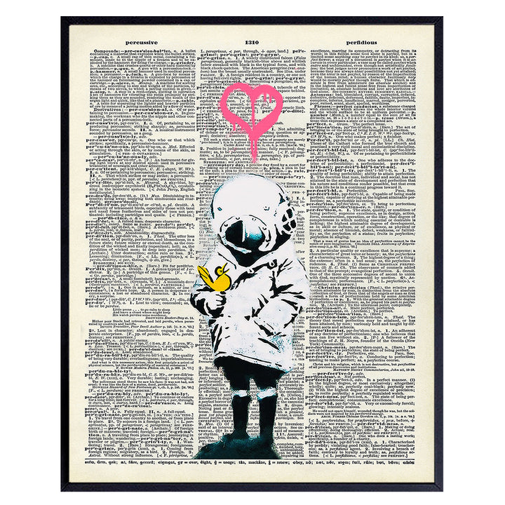 Original Banksy Scuba Girl Dictionary Street Art - 8x10 Photo - Wall or Home Decor for Girls or Teens Bedroom, Dorm, Living Room - Great Gift for Urban Graffiti Mural Fans - Unframed Poster Print