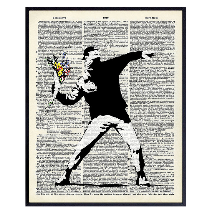 Banksy Graffiti Dictionary Wall Decor Picture - Upcycled Urban Room Decoration Poster for Bedroom, Home, Apartment - Gift for Modern Street Art Mural Fans, Men Women - 8x10 Photo Print