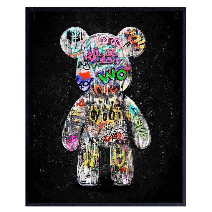 Banksy Graffiti Wall Art, Funky Decor - Cute Aesthetic Room Decor - Bear Wall Decor, Urban Home Decor - Eclectic Wall Decor- Cool Wall Decor, Modern art - Trendy wall decor Pop art - Maximalist Decor