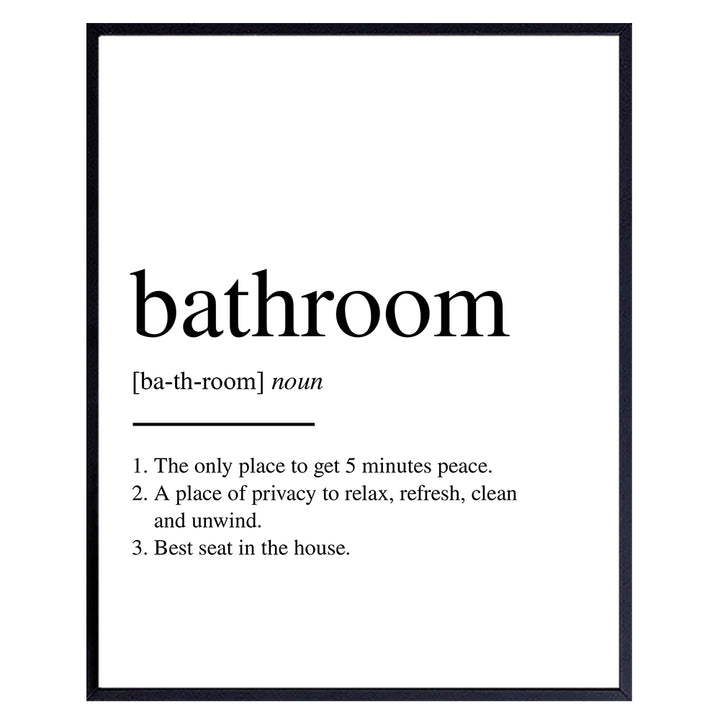 Original Bathroom Definition Typography Wall Art Poster Print - Unique Funny Home Decor for Bath - Makes a Great Inexpensive Gag or Housewarming Gift - 8x10 Photo UNFRAMED