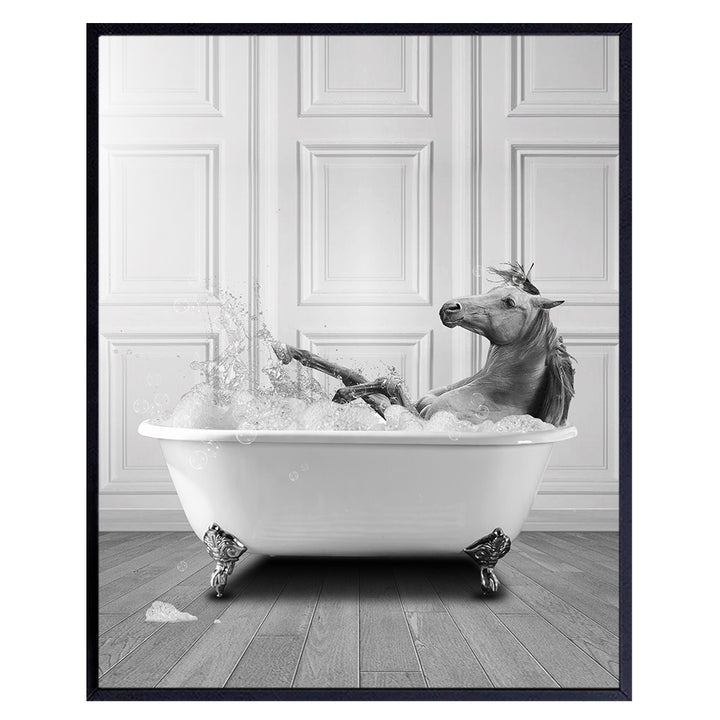 Bathroom Wall Art - Bathroom Wall Decor - Horse Wall Decor - Horse Wall Art - Funny Bathroom Decor for Women Men Kids - Bath Accessories - Powder room Decor - Cute Bathroom Decor UNFRAMED 8X10