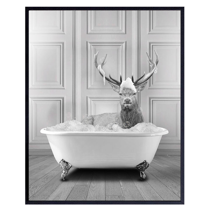 Bathroom Wall Decor - Bathroom Wall Art - Deer Wall Decor - Hunting Wall Decor - Elk Wall Decor - Funny Bathroom Decor for Women Men Kids - Bath Accessories - Powder room Decor - Cute Bathroom Decor