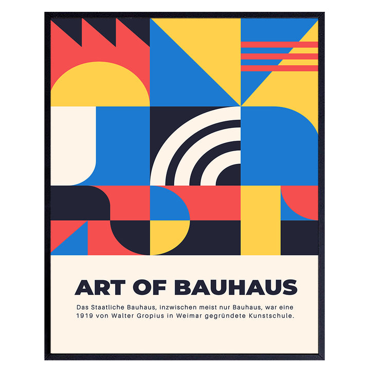 Bauhaus Poster Geometric Wall Decor - Vintage Retro Modern art, Contemporary art - Red Yellow Blue Black Mid-century modern Wall Art - Minimalist Room Decor - Gallery Wall Art Home Decor Aesthetics