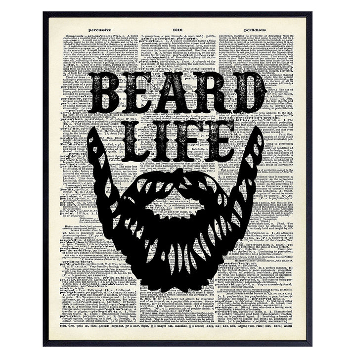 Beard Life Typography Bathroom Wall Art 8x10 Poster Print - Unique Home Decor, Decoration for Bath, Barber Shop, Salon, Man Cave - Gift for Men, Husband, Him, Barbers, Hair Stylists - Unframed Picture