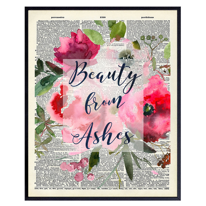 Beauty From Ashes Bible Verse - Inspirational Quotes - Scripture Wall Art - Uplifting Encouragement Gifts for Women - Boho Christian Wall Art - Religious Gifts for Women - Motivational Wall Decor