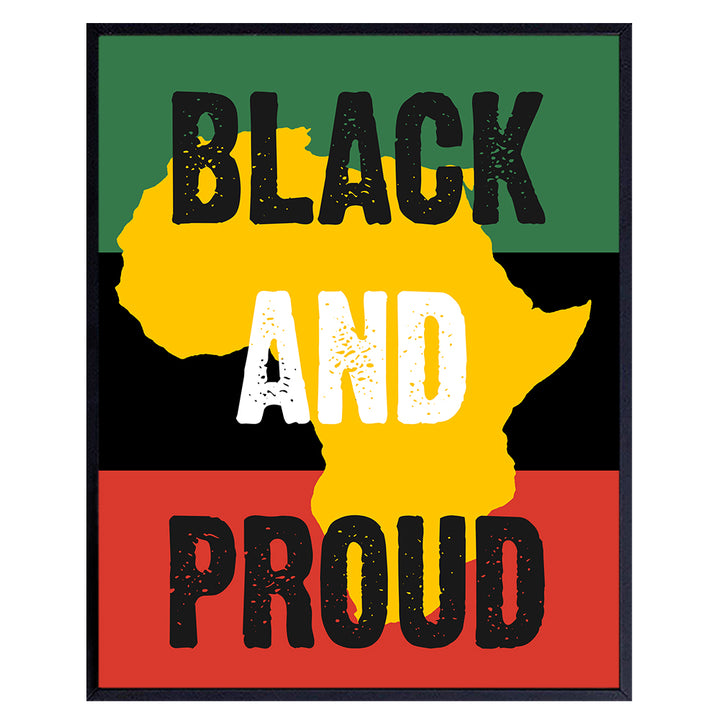 African American Flag, Black Pride Poster -8x10 Wall Art, Home Decor, Decoration - Gift for BLM, Black Lives Matter, Black History Month Fans, Women, Men -For Living Room, Bedroom, Apartment