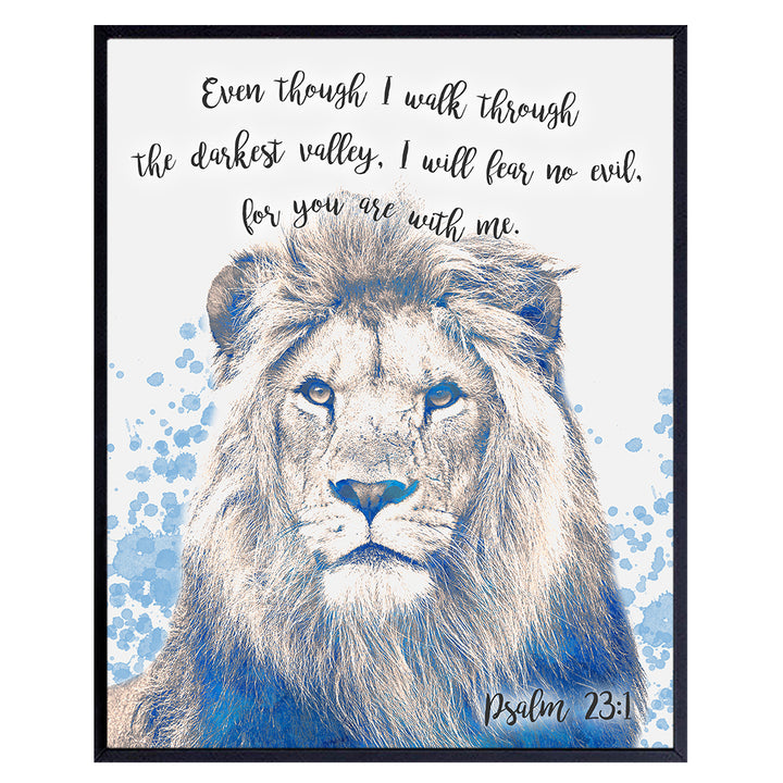 Psalm 23 Bible Verse Scripture Wall Art Decor - Religious Christian Room Decoration for Home, Church - Inspirational, Motivational Poster Print - Pastor Ordained Minister Gift for Men, Women