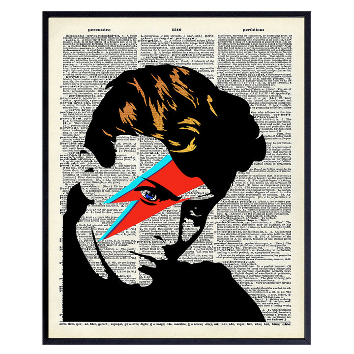 David Bowie Unframed Dictionary Wall Art Print - Great Gift for Rock n Roll Music Fans - Chic Home Decor - Ready to Frame (8x10) Photo - Ziggy Stardust