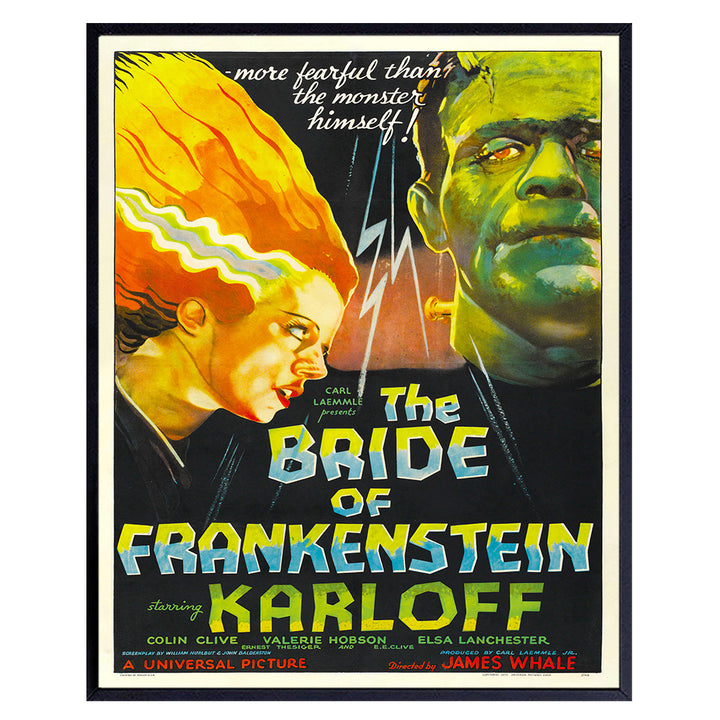 Bride of Frankenstein Horror Movie Poster - 8x10 Home Theater Decor - Frankenstein Decor - Scary Movie Wall Art - Hollywood Movie Decor Photo - Bridal Shower Gifts - Frankenstein Mary Shelley