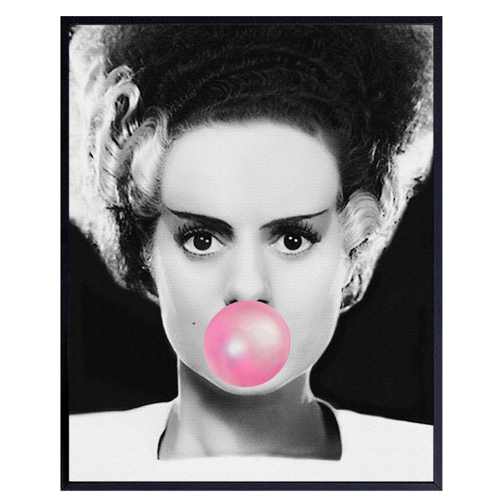 Bride of Frankenstein Poster - 8x10 Horror Movie Posters - Vintage Hollywood Movie Wall Art Decor Photo Print- Bubble Gum - Funny Wall Decor for Women - Humorous Frankenstein Gifts