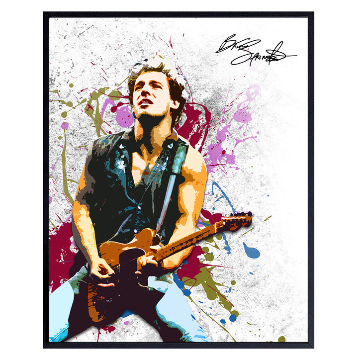 Bruce Wall Art Print Poster - Inexpensive Gift for Musicians, Boss, E Street Band and 80's, Eighties Music Fans - Unique Home Decor for Den, Man Cave, 8x10 Photo Unframed