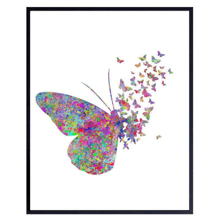 Butterfly Watercolor Style Wall Art Decor Picture for Nursery, Baby, Kids, Women, Girls, Room, Bedroom - Modern Home or Apartment Decoration or Great Gift - 8x10 Contemporary Photo Poster Print