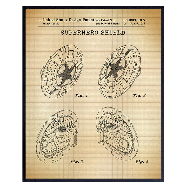 Original Superhero Patent Art Print - Vintage Wall Art Poster - Chic Home Decor for Man Cave, Kids, Boys Room, Game Room - Easy Gift for Comic Book Fans - 8x10 Photo Unframed