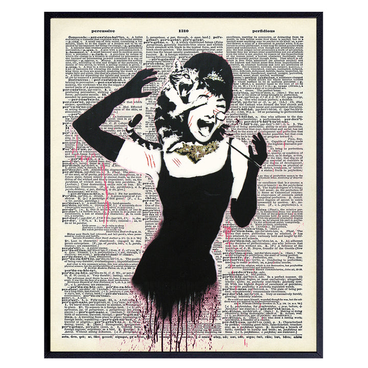 Audrey Hepburn, Banksy Graffiti Art - Cat Wall Decor - 8x10 Poster Print - Funny Home Decor, Room Decoration - Cool Chic Gift for Cat Lovers, Street Mural or Vintage Hollywood Lovers