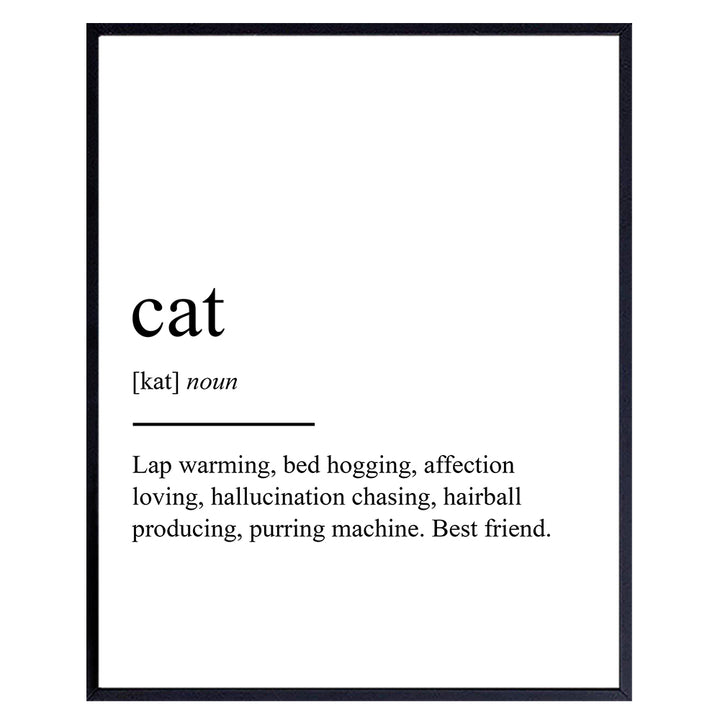 Cat Definition Wall Art, Home Decor - Funny Poster, Print - Unique Room Decorations for Bedroom, Living Room, Veterinarian, Vet Office - Gift for Kitty, Feline, Kitten Lovers, 8x10 Photo UNFRAMED