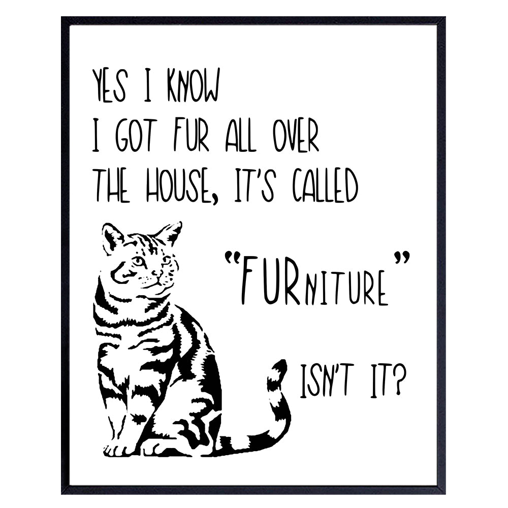 Cat Lovers Wall Art - Funny 8x10 Typography Home Decor, Room Decoration Poster Print - Humorous Affordable Gift for Animal and Pet Owners, Kitty, Kitten Fans - Unframed Picture Photo Sign