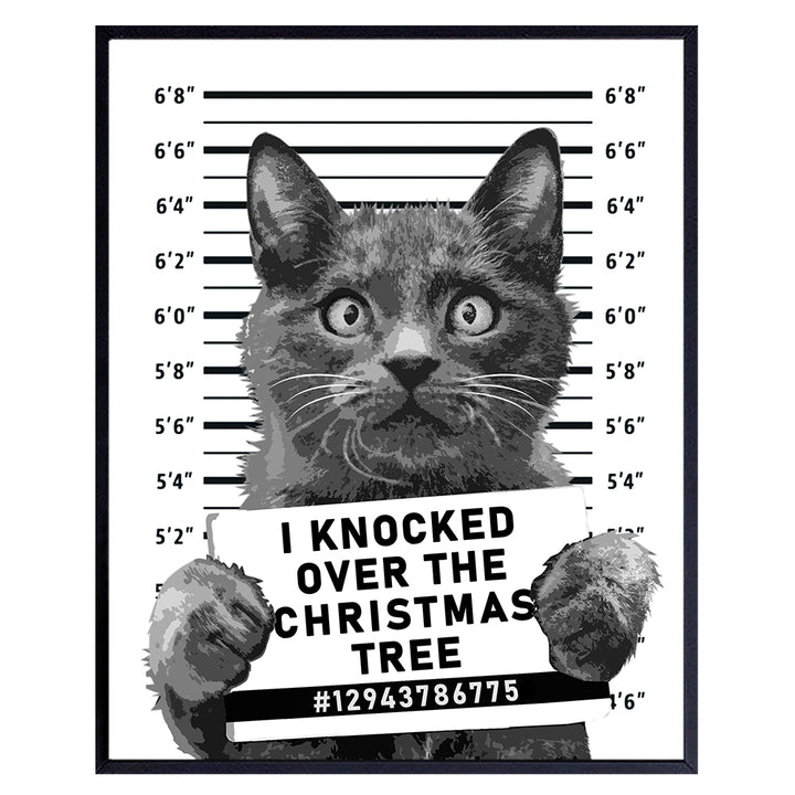 Cat Christmas Tree - Cat Wall Decor - Cute Xmas Holiday Decoration Wall Art Poster - Christmas Funny Cat Home Decor - Gag Gift for Cat Lovers - Humorous Picture Photo Print - 8x10 UNFRAMED