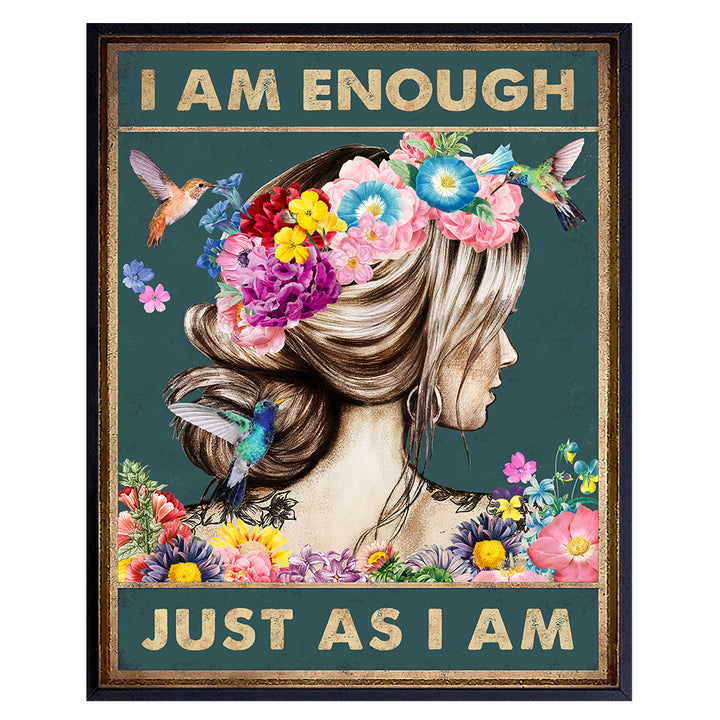 Positive Affirmations Wall Decor - Positive Quotes Wall Decor - Zen Wall Decor - Inspirational Wall Art - Motivational poster - Women Girls Bedroom Teens Room - Boho-chic - I Am Enough Daughter Gifts