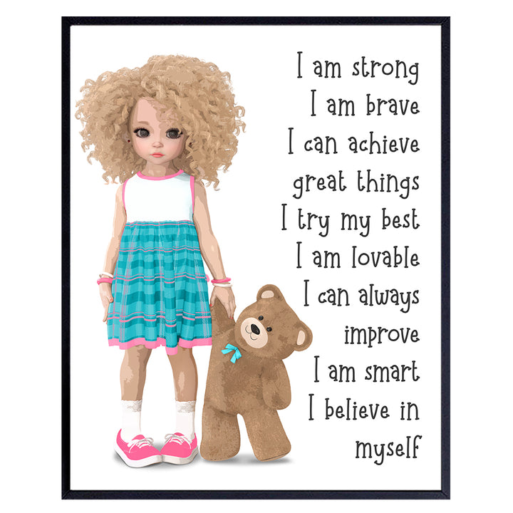 Wall Decor for Girls - Inspirational Gifts for Girls - Wall Art for Girls - Little Girls Bedroom - Toddler Girls Room - Positive Affirmations - Positive Wall Art Sayings - Positive Quotes Wall Decor