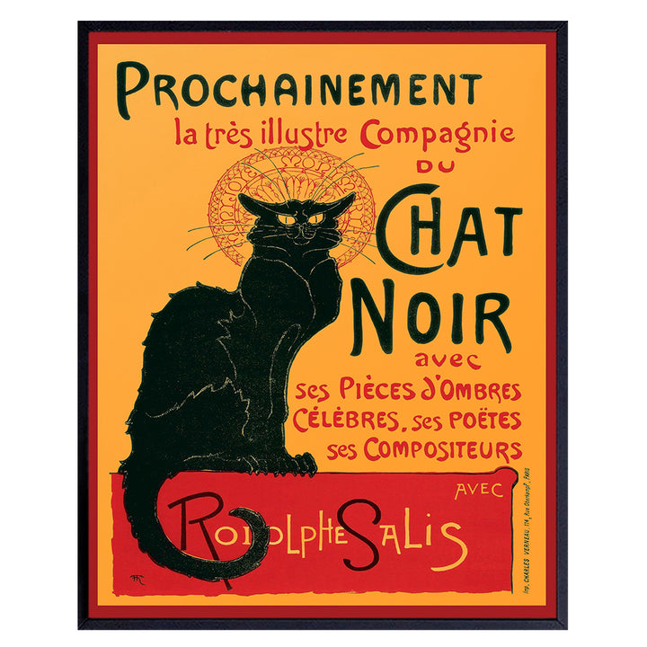 Le Chat Noir - The Black Cat - 8x10 Vintage French Poster Print - Steinlen Cats - Cat Wall Art - Cat Room Decor - Cat Lover Gifts for Women - Living Room Decor