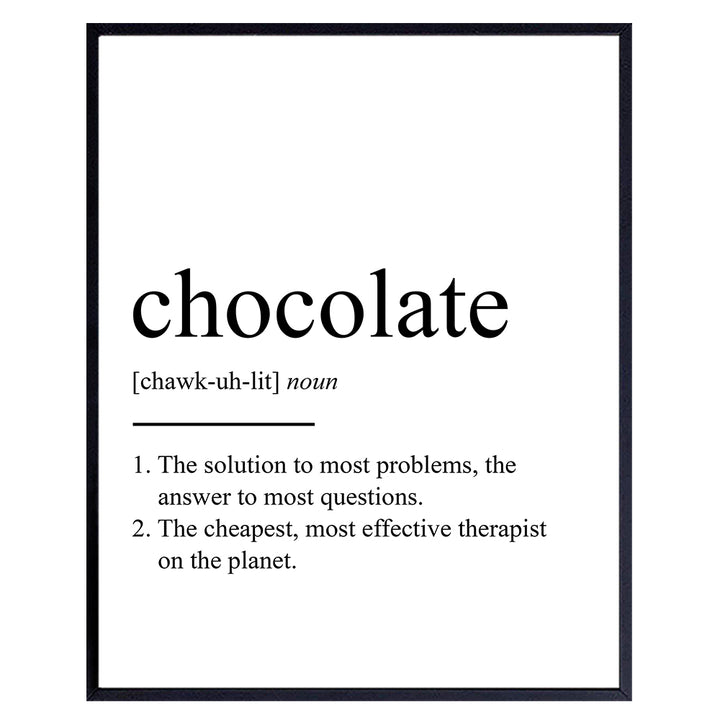 Chocolate Definition - Unframed Wall Art Print Typography - Makes a Great Gift for Kitchens, Dining Room - Funny, Humorous Home Decor - Ready to Frame (8x10) Photo