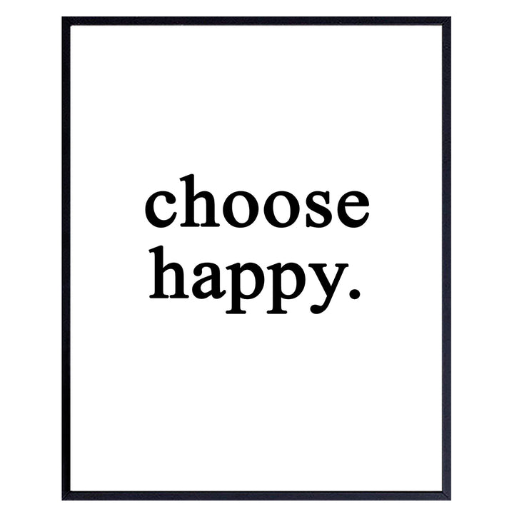 Choose Happy Wall Art Print Typography - Unframed - Makes a Great Gift - Chic Home Decor - Ready to Frame (8x10) Photo - Motivational and Inspirational