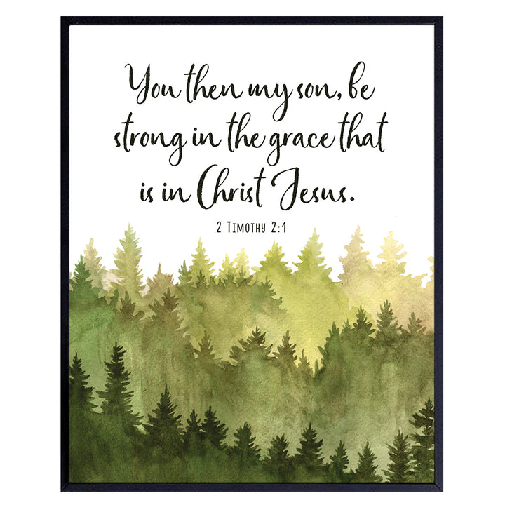 Jesus Bible Verse Wall Art for Boys Bedroom - Religious Wall Decor - Christian Gift for Men, Son, Pastor, Minister - Blessed Scripture Devotional Sign - Inspirational Quotes Wall Decor