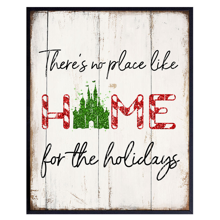 World, Christmas decoration Wall Art - Castle Xmas Decor and Great Holiday Party Secret Santa or Grab Bag Gift - Vintage, Rustic, Shabby Chic Farmhouse Style Poster print