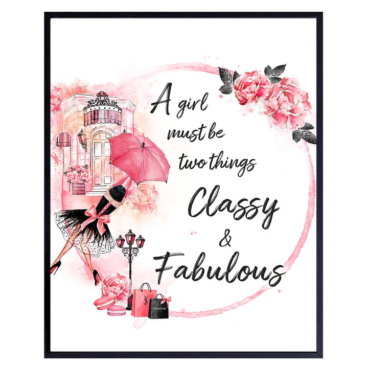 Fashion Quote Wall Art - Glam High Fashion design Wall Art Decor for Bathroom Girl Bedroom Teens Room Living room - Luxury Gift for Women BFF Best Friend Fashionista - Girly Haute couture decoration