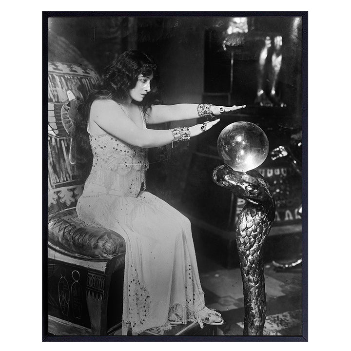 Gothic Home Decor - Goth Wall Art - Vintage Hollywood Poster - 8x10 Creepy Crystal Ball Fortune Teller Psychic Photo - Gift for Wicca, Wiccan, Occult, Horror Movies Fans - UNFRAMED Picture