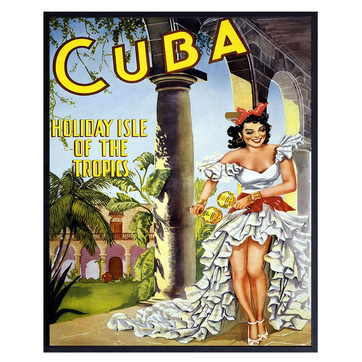 Cuba Travel Poster Vintage Wall Art Print - 8x10 Unframed Photo - Makes a Great Gift - Chic Home Decor