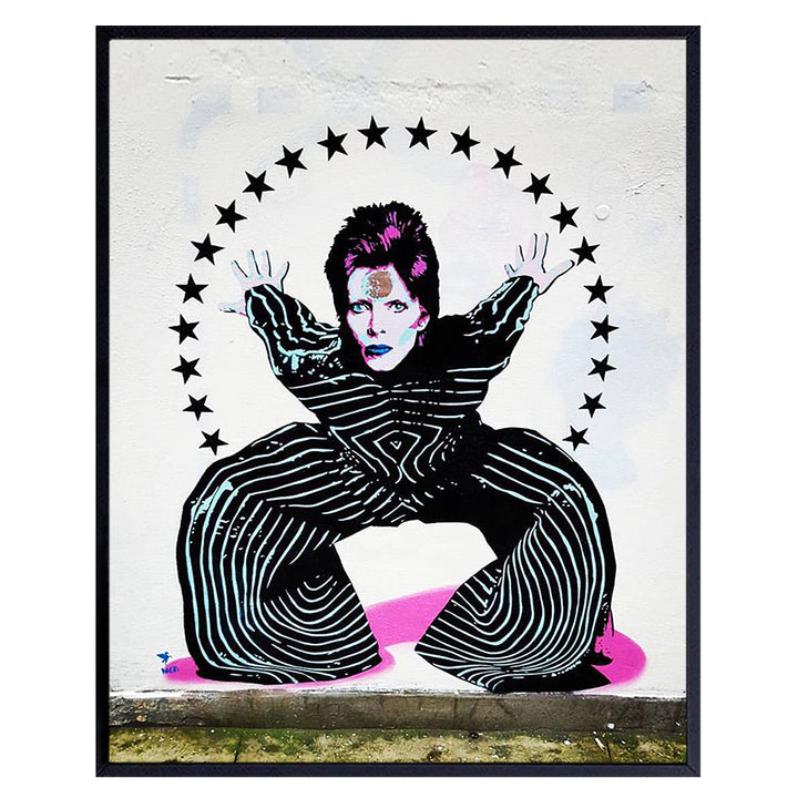 David Bowie Original Street Art Mural Photo - 8x10 Picture Poster Print - Cool Gift for Urban Wall Mural, Graffiti, 80s Music, Punk Rock Fans - Unframed Home Decor