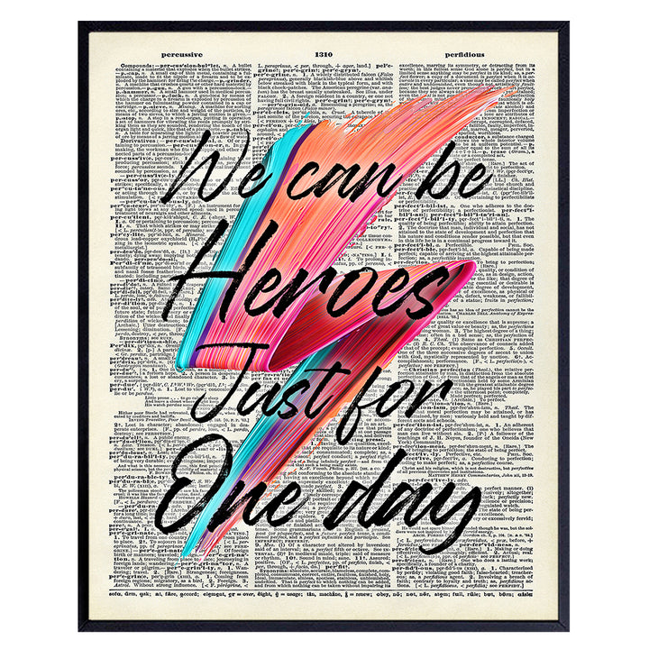 David Bowie Lyrics Upcycled Dictionary Wall Art Decor Print - 8x10 Home Decoration Poster for Bedroom, Game Room, Man Cave - Gift for Ziggy Stardust, 60's, 70s, 80s, Punk Rock Music Fans, Men, Women