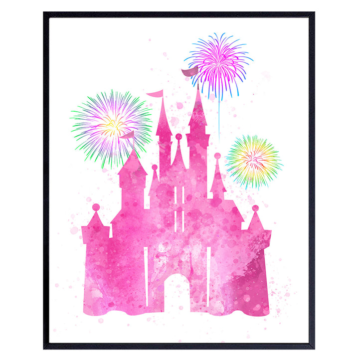 Castle Wall Art Poster print - Perfect Girl Room Decor for Kids and Women - Great Gift - 8x10 Unframed Photo