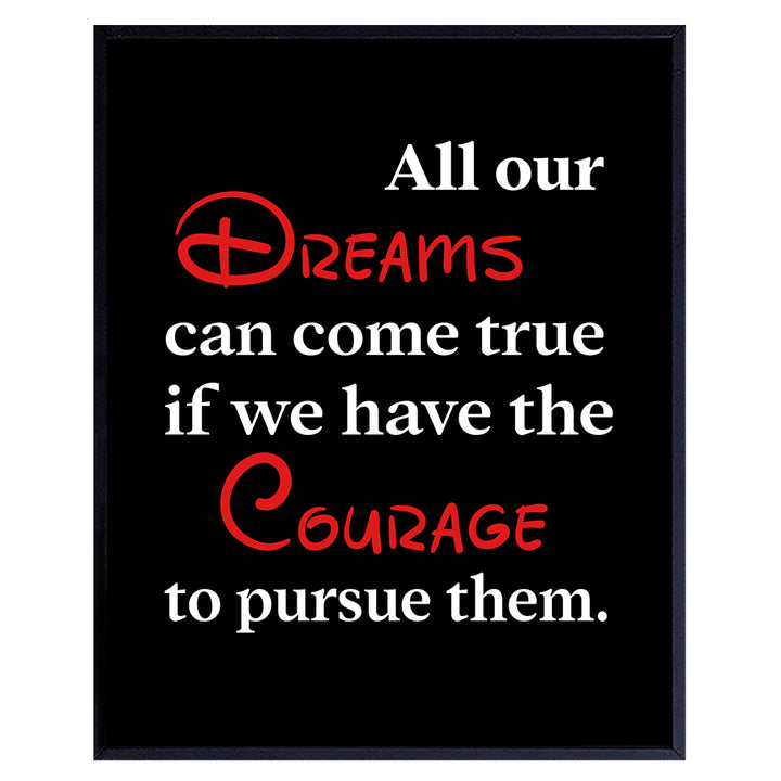 Dreams Quote Wall Art Decor - 8x10 Inspirational Home Decorations for Boy, Girl, Kids Bedroom, Office, Living Room - Gift for Women, Men, World Fans- 8x10 UNFRAMED Poster print