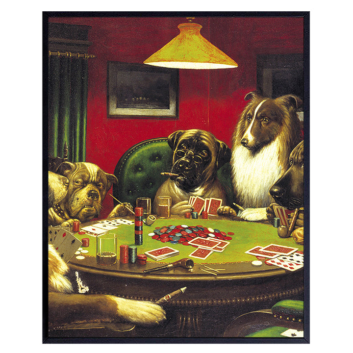 Vintage Poker Painting Art Print - Rustic Chic Home Decor for Game Room, Den, Man Cave, Office, Bedroom - Great Gift for Card Players, Gamblers, Las Vegas Fans - 8x10 Wall Art PosterPhoto - Unframed