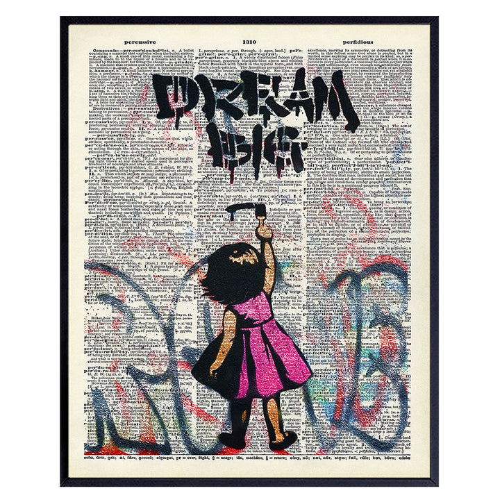 Motivational Graffiti Dictionary Art for Room Decorations, Home, Apartment or Office Decor - Upcycled Wall Art Poster Print Photo - Unique Modern Street Art and Gift for Women Entrepreneurs