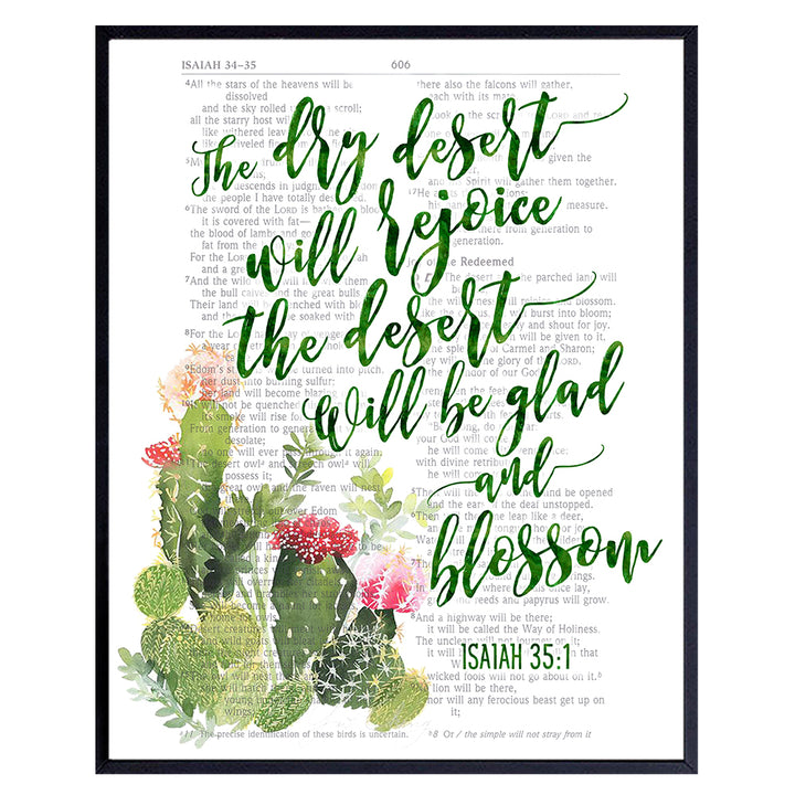 Isaiah Bible Verse - Cactus Wall Art - Desert Decor - Cactus Wall Decor - Inspirational Scripture Wall Art - Christian Gifts - Religious Decor - Saguaro Cactus Decor - Sonoran Desert -Cactus Blossom