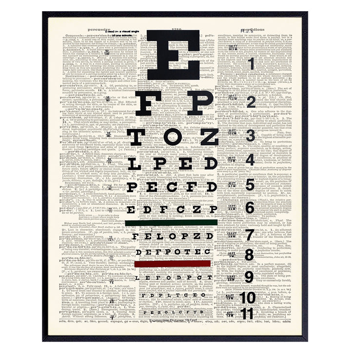 Upcycled Dictionary Wall Art Print - Vintage 8x10 Unframed Photo - Unique Gift for Optometrist, Ophthalmologist, Eye Doctor, Eye Dr, Nurse - Medical Clinic or Office Decor - UNFRAMED Snellen Eye Chart