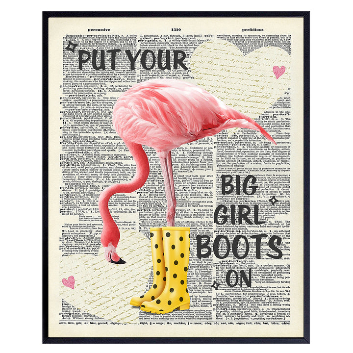 Cute Dictionary Wall Decor for Bedroom - Funny 8x10 Photo Poster - Girls, Kids Room Wall Art Decoration, Home Decor - Chic Motivational Gift for Women - Unframed Picture Print - Tropical Flamingo