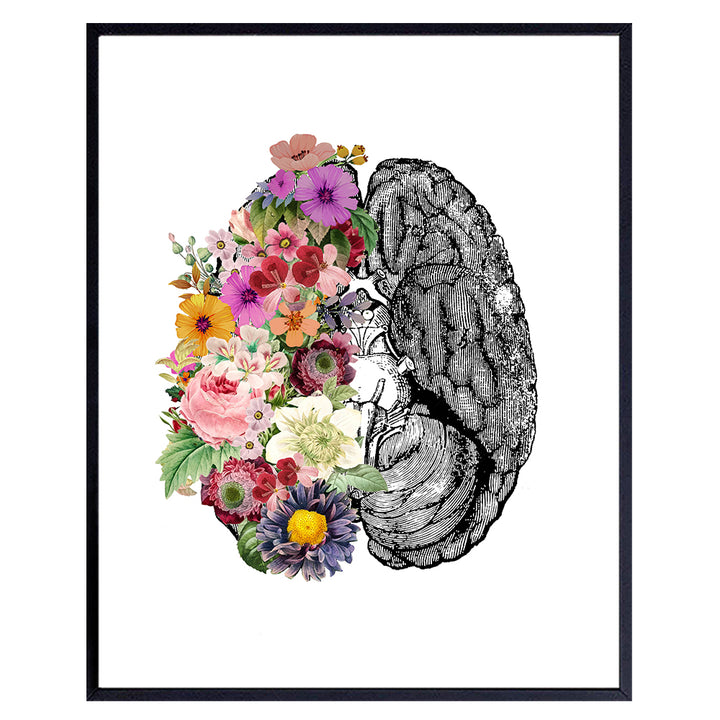 Contemporary Vintage Medical Brain Wall Art Decor Poster - Modern Apartment, Home or Room Decoration for Bedroom, Bathroom, Doctors Office, Clinic - Gift for Nurse, PA, Dr, Neurologist - 8x10 Picture