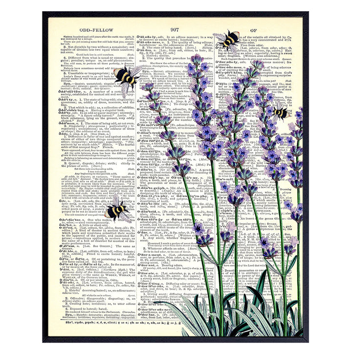 Floral Upcycled Dictionary Wall Art Print - 8X10 Vintage Unframed Photo - Perfect Easy Gift and Great for Home Decor